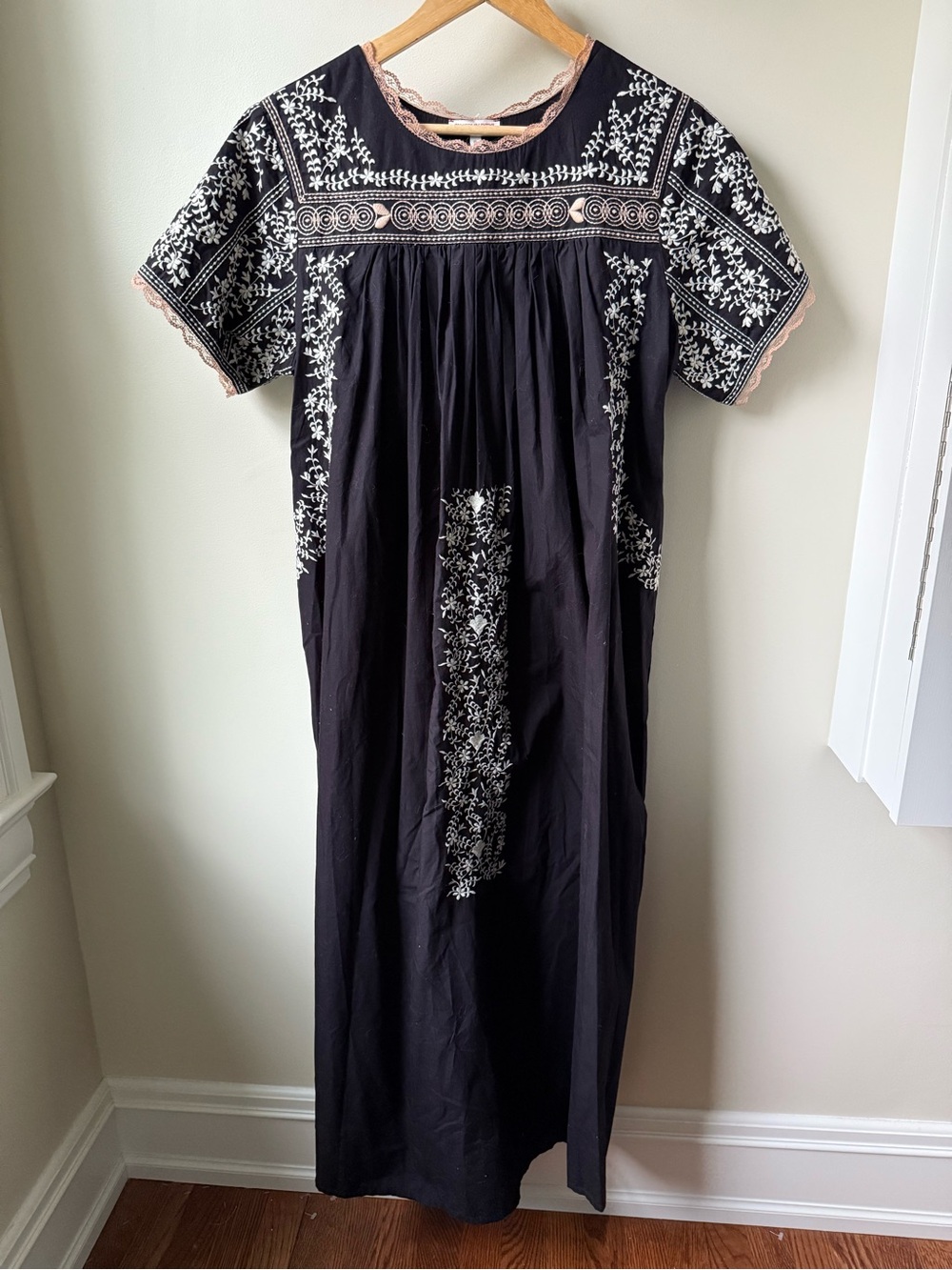 FRANCES VALENTINE Valerie Maxi Dress Embroidered Mexican Floral Cottagecore 6